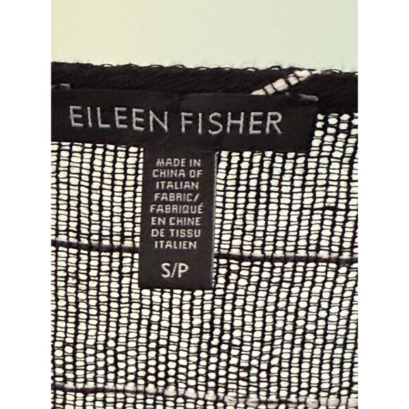 Eileen Fisher Organic Linen Blend Knit Top Small Black Striped Long Sleeve - Picture 7 of 9